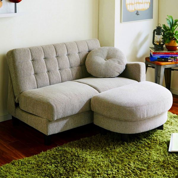 ソファー 約幅102cm アイボリー 座面下収納庫付き 脚付き コンパクト カウチソファー リビング ダイニ..