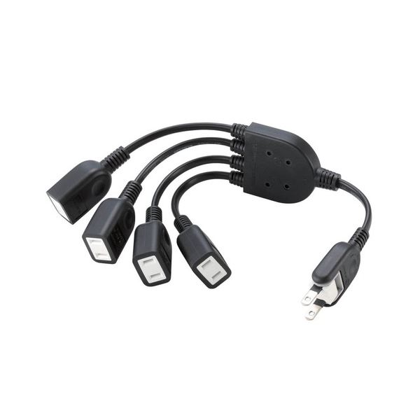 (まとめ) エレコム ACアダプタ用電源延長コード(2Pオス)-(2Pメス×4) ブラック 0.2m T-ADR4BK 1個 【×10セット】(2)