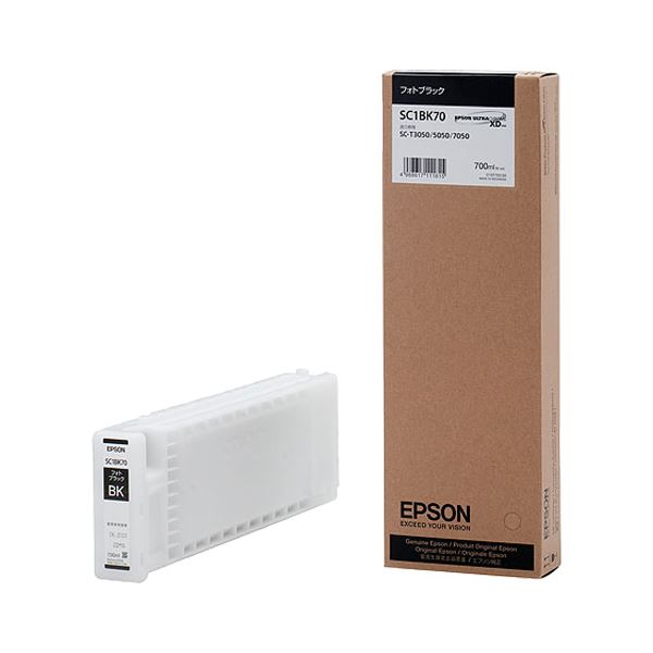(まとめ) エプソン EPSON インクカートリッジ フォトブラック 700ml SC1BK70 1個 【×10セット】