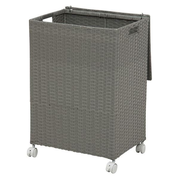 ランドリーラック ランドリー収納 約幅45cm グレー スチール キャスター ふた付き 洗濯かご チェスト ..
