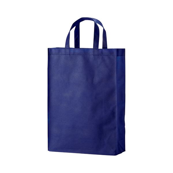 (まとめ) TANOSEE 不織布バッグ 中 ヨコ320×タテ450×マチ幅120mm ネイビー 1パック（10枚） 【×10セット】(3)