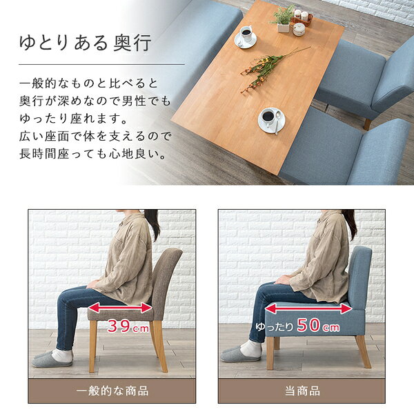 ダイニングチェア 1P 約幅51cm 1人掛け ブルー 木製 脚付き ダイニングソファー 食卓椅子 組立品 リビング【代引不可】 [3]