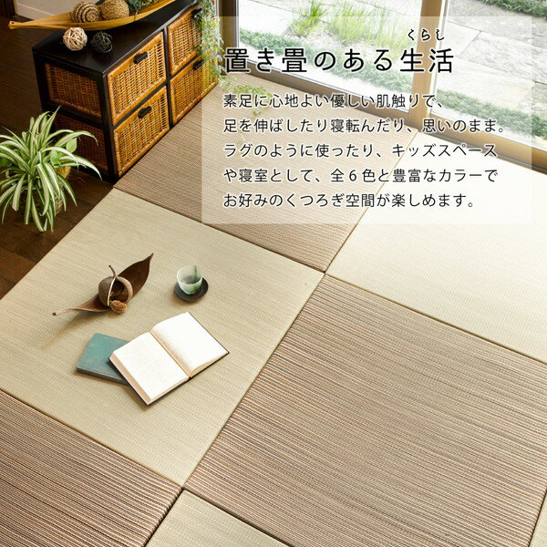 【ポイント10倍】【9枚入】置き畳綾川レッド約82times;82times;2.5cm【代引不可】