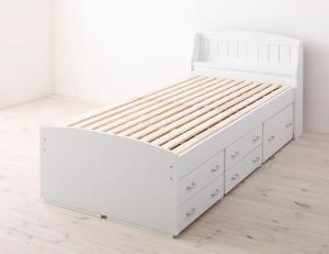 カントリー調棚付きチェストベッド シングル