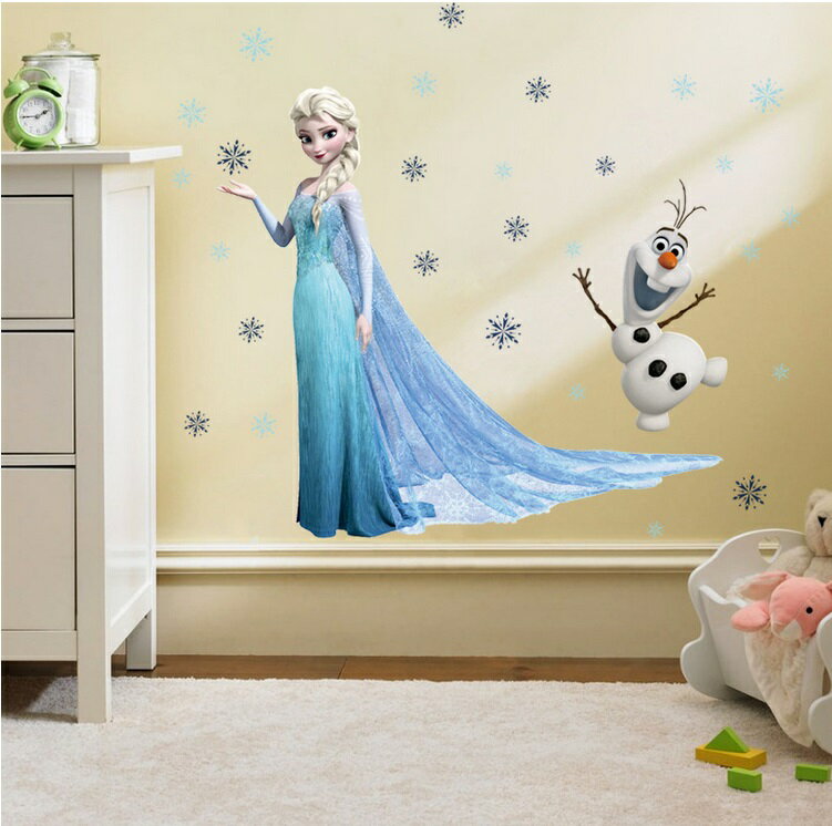 【Disney FROZEN】 ディズニー プリンセス アナと雪の女王 エルサ&オラフ ウォールステッカー ウォール ステッカー ポスター シール 北欧 激安 貼って はがせる 壁紙 壁シール 子供部屋【CG】