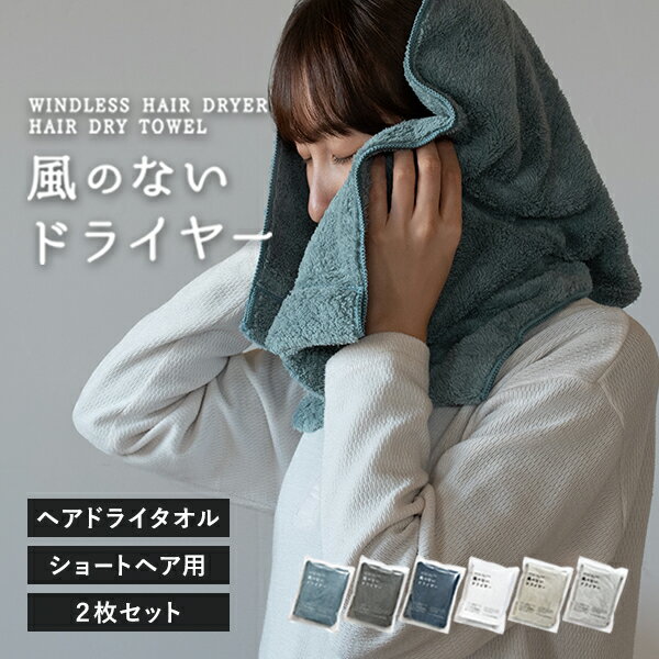 ヘアドライタオル ショートサイズ 2枚セット 風のないドライヤー タオル 速乾 ヘアタオル 送料無料 (ポスト投函) マイクロファイバー 髪の毛 フェイスタオル...