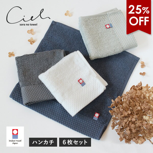 【25％OFF】今治タオル ハンカチ 6枚セット シエル タオル 送料無料 (ポスト投函) 楽天1位獲得 ハンドタオル ミニハンカチ タオルハンカチ まとめ買い レディース メンズ 新生活 日本製 速乾 タオルセット 大人 子供 ハンカチタオル かわいい RSL SALE
