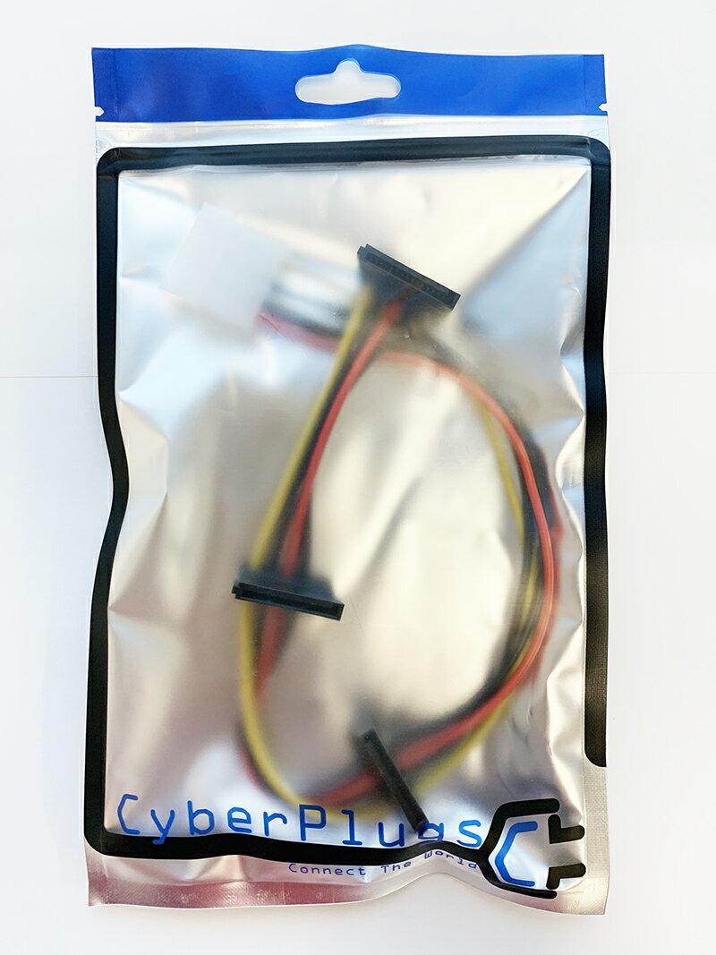 4pin電源コネクタ → シリアルATAコネクタ(15ピン)メス×3 HDD　電源ケーブル シリアルATAコネクタ sata ×3 電源分岐ケーブル 変換 30cm Cyberplugs