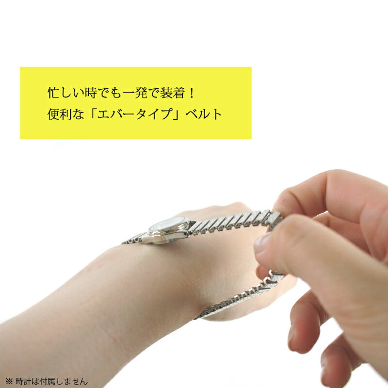 時計 ベルト 時計ベルト 腕時計ベルト 時計バンド 時計 バンド 腕時計バンド バンビ メタル 金属 レディース 伸縮タイプ シルバー BSEE5067S 10mm 11mm 12mm