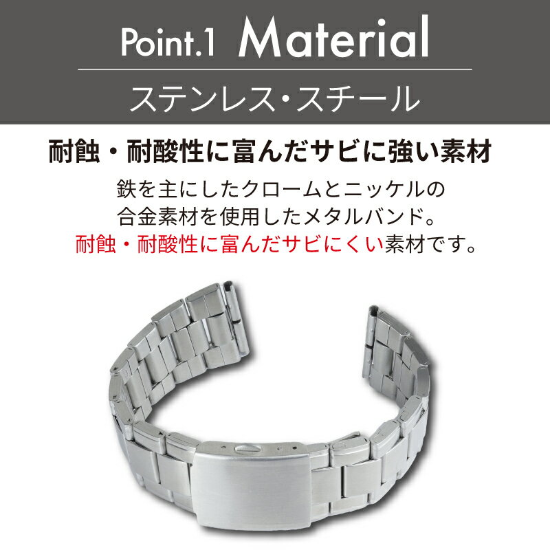 ステンレス 時計 ベルト 時計ベルト 腕時計ベルト 時計バンド 時計 バンド 腕時計バンド メタル 金属 交換ベルト ステンレスバンド メンズ シルバー ワイド BSBE1178S
