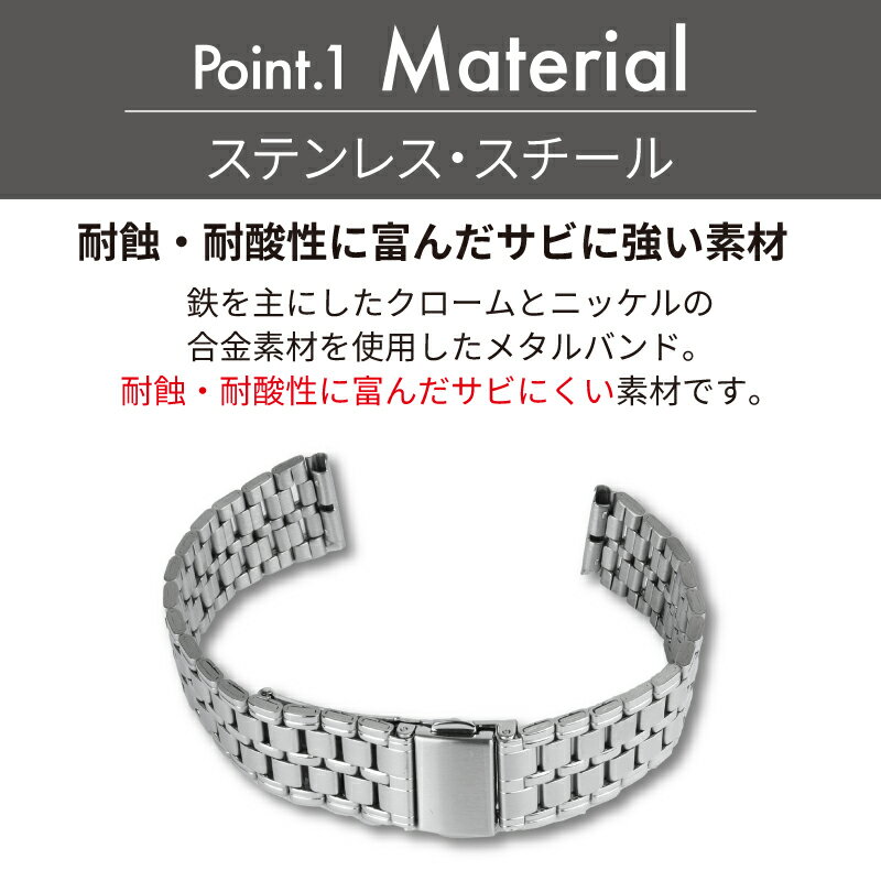 ステンレス 時計 ベルト 時計ベルト 腕時計ベルト 時計バンド 時計 バンド 腕時計バンド バンビ メタル 金属 交換ベルト ステンレスバンド メンズ シルバーBSBE4591S 18mm 19mm 20mm