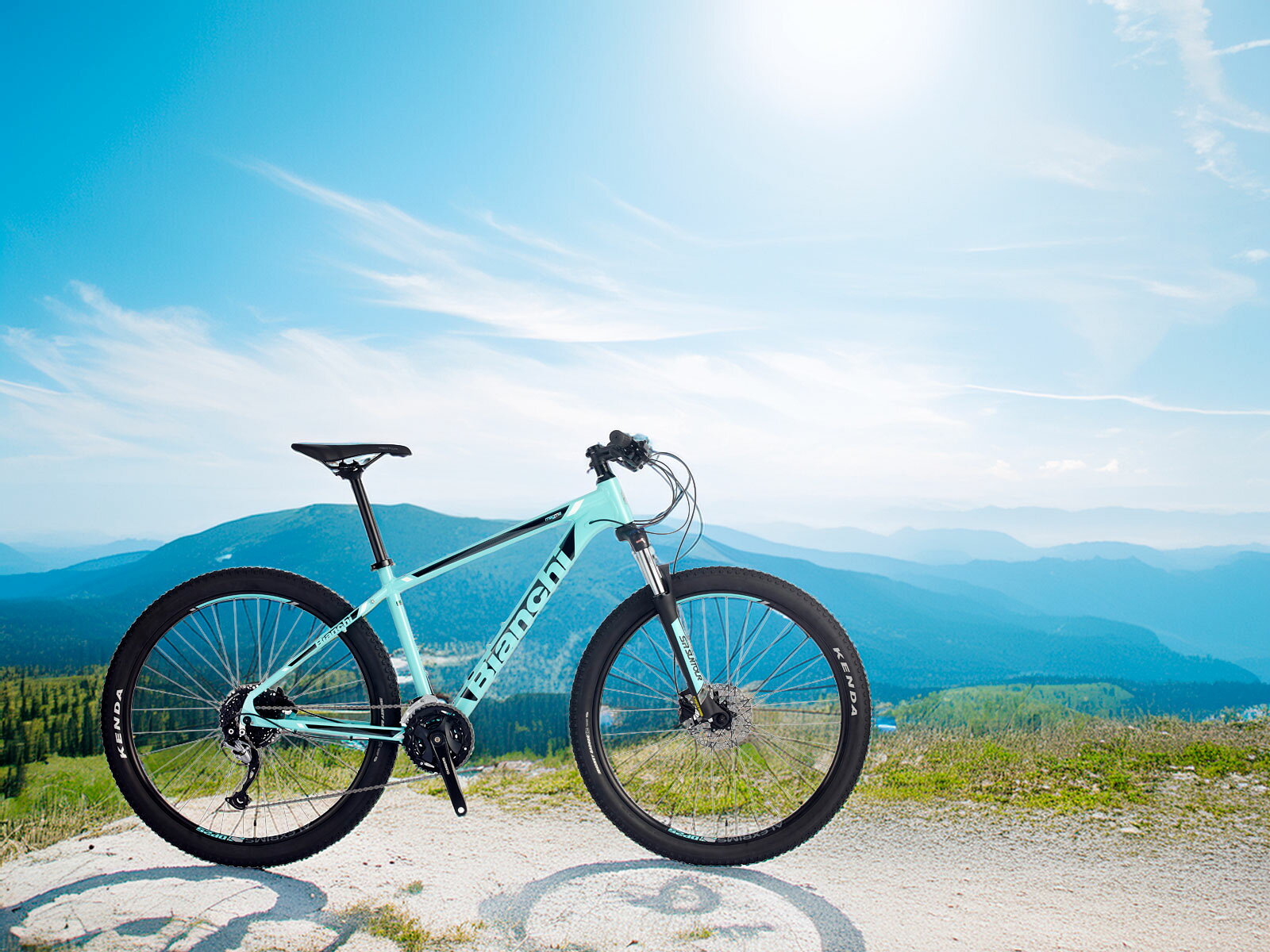 サイクルショップ チャリンクスの特別提供品 27.5インチ イタリアブランド ビアンキ マウンテンバイク BIANCHI MAGMA 7.2 チェレステ グリーン ブラック シマノ SHIMANO ALTUS ALIVIO コンポーネント サスペンション｜アングル2