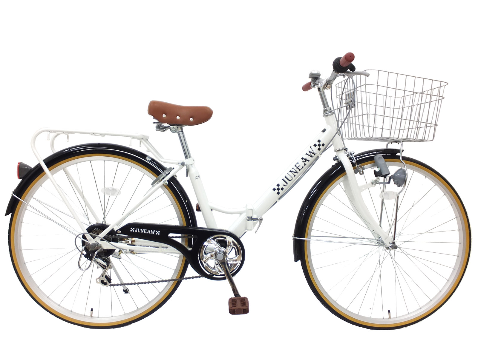 27インチ 折りたたみ自転車 シティサイクル ジュノープレミア パイプキャリア ブロ...