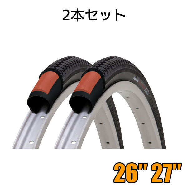 Rakuten - タイヤ 2本セット 自転車用品 シンコー Shinko アンチパンクタイヤ DEMING L/L Anti Punk 26インチ 27インチ WO 肉厚ガード