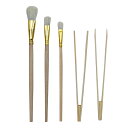 【送料無料】 竹製ピンセット 筆セット 金箔 装飾 静電気防止 作業用具 (竹製ピンセット2本/筆3本)