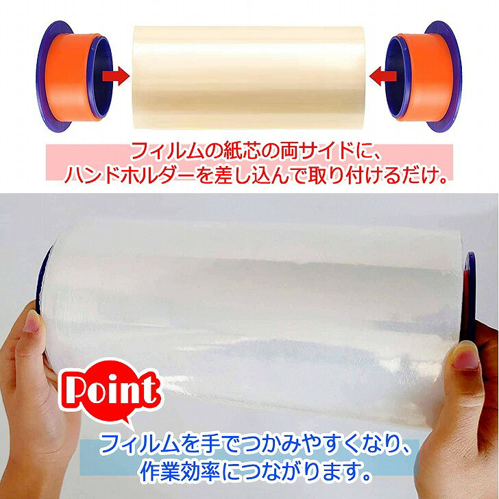 サイクルプロダクトの【送料無料】 ストレッチフィルムホルダー ハンドホルダー 梱包 業務用 内径約76mm (10個セット)｜アングル3
