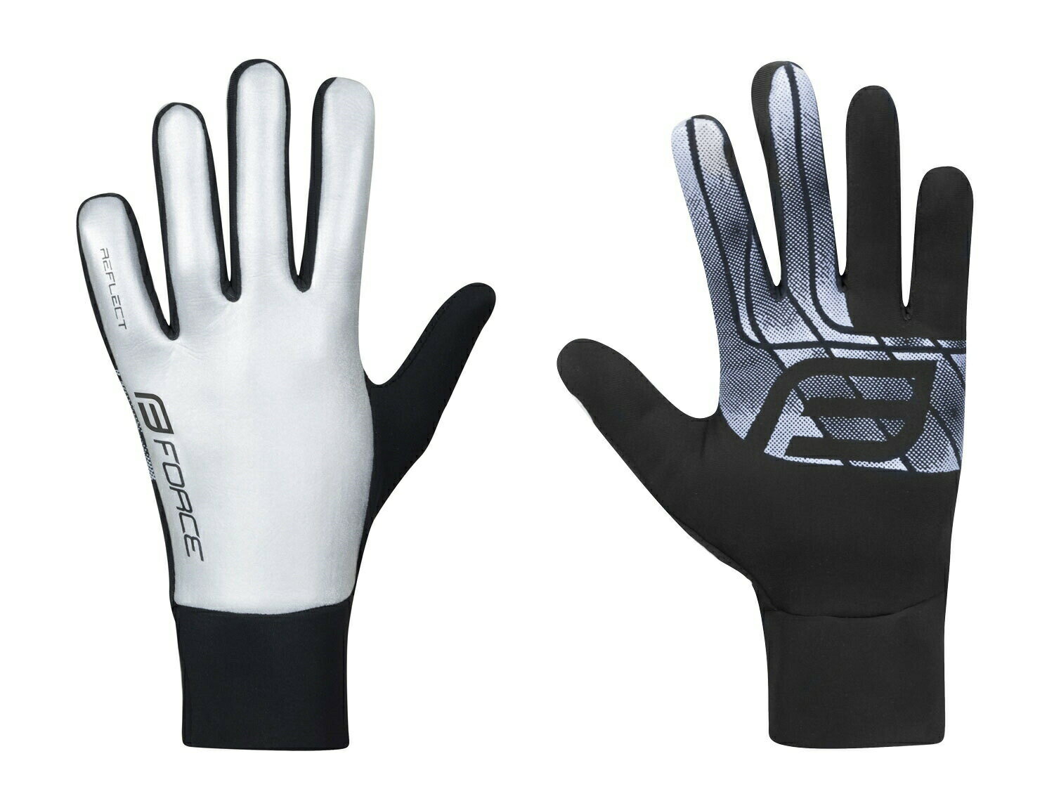 FORCE 反射素材グローブ REFLECTIVE Gloves 反射グローブ 長指グローブ 90467 ユニセックス 自転車 グローブ フォース サイクルグローブ 指付きグローブ リフレクト 夜 反射 通勤 通学 あったかい リフレクターグローブ