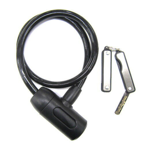ウェーブワイヤーロック キーケース付き 60cm ブラック 鍵 カギ ワイヤーロック ロック 自転車