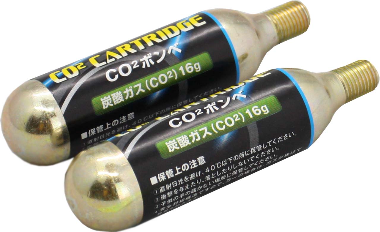 【4月4日20時から対象アイテム2点で10％OFFクーポン】 自転車 空気入れ CO2ボンベ 16g 2本入り 仏式 米式 携帯 K-611 使い切りタイプ マルニ Maruni