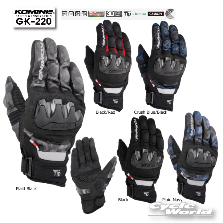 ☆【KOMINE】GK-220　プロテクトメッシュグローブ ツーリング　春夏用 コミネ【バイク用品】のサムネイル