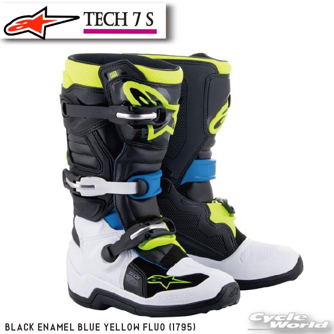 ☆正規品【ALPINESTARS】TECH 7 S 《BLACK ENAMEL BLUE YELLOW FLUO (1795)》テック7 子供用 キッズ ジュニア 靴 ブーツ イタリア取り寄せ イタリア 直輸入オフロードブーツ モトクロス トライアル アルパインスターズ 2015017【バイク用品】