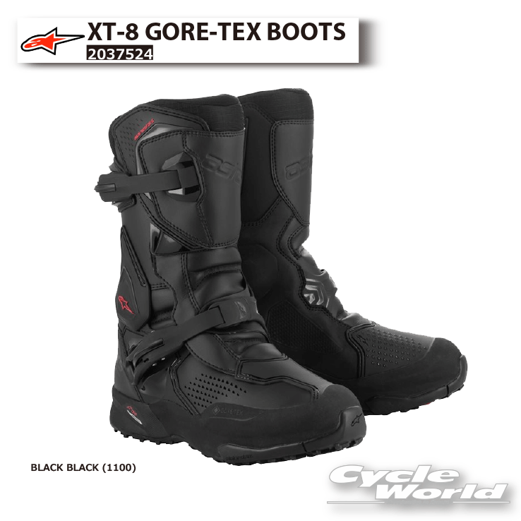 ☆正規品【ALPINESTARS】XT-8 GORE-TEX BOOTS《BLACK BLACK (1100)》 オフロード ブーツ イタリア取り寄せ オフロードブーツ アドベンチャー 防水 ゴアテックス アルパインスターズ 2037524 【バイク用品】