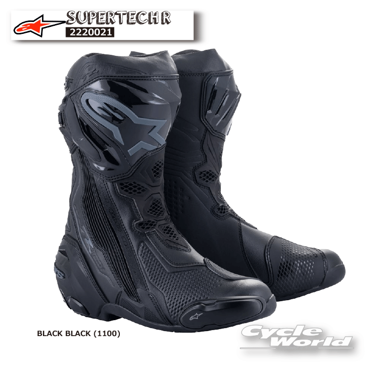 ☆正規品【ALPINESTARS】SUPERTECH R 《2220021》BLACK BLACK (1100)　 スーパーテックR　ブーツ　アルパインスターズ　モトクロス オフロードブーツ　オフロード　イタリア取り寄せ【バイク用品】