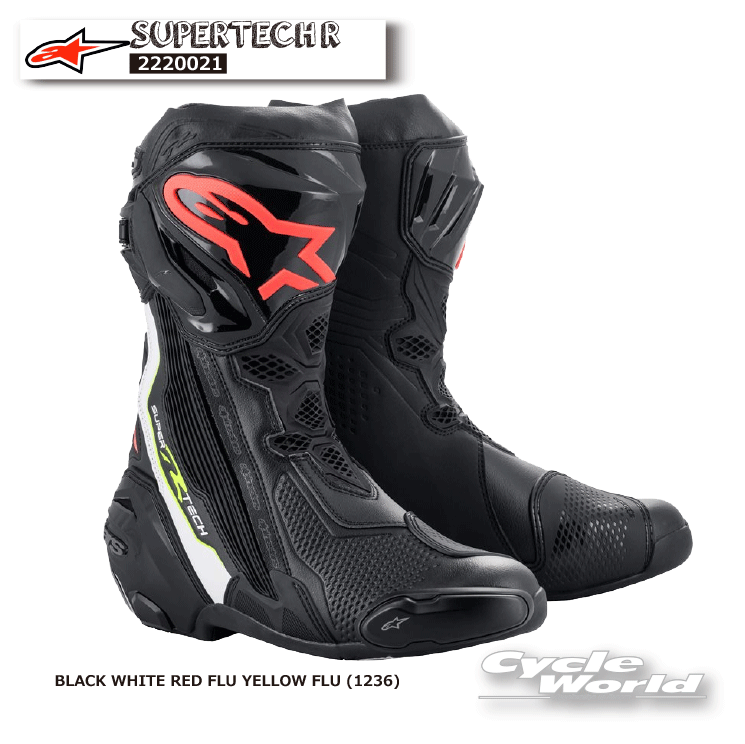 ☆正規品【ALPINESTARS】SUPERTECH R 《2220021》BLACK WHITE RED FLU YELLOW FLU (1236)　 スーパーテックR　ブーツ　アルパインスターズ　モトクロス オフロードブーツ　オフロード　イタリア取り寄せ【バイク用品】