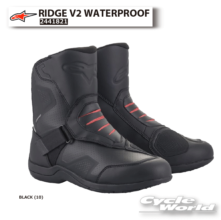 ☆正規品【ALPINESTARS】RIDGE V2 WATERPROOF 《BLACK (10)》 防水 ブーツ イタリア 取り寄せ ライディングブーツ ツーリング シンプル アルパインスターズ 2441821【バイク用品】