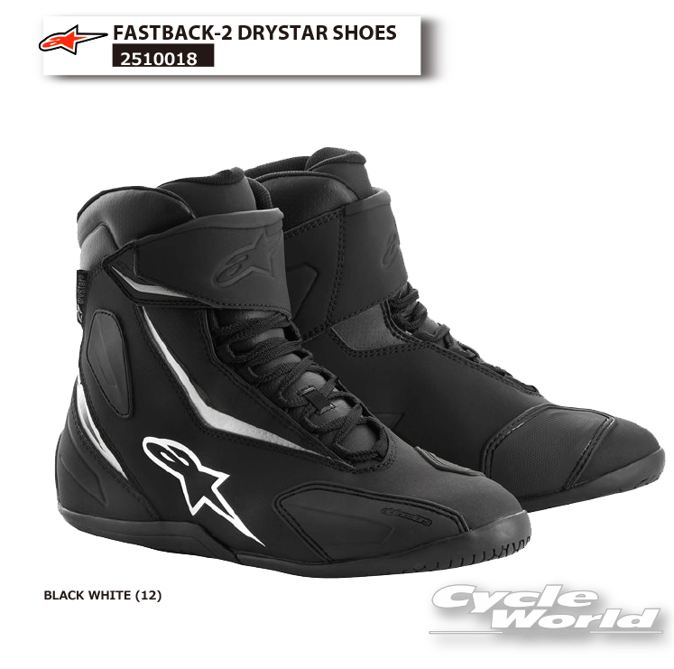 ☆正規品【ALPINESTARS】 FASTBACK-2 DRYSTAR SHOES 《BLACK WHITE (12) 》イタリア取り寄せ　2510018ファストバック2　ドライスター　オンロードブーツ　ショートブーツ　ツーリング　カジュアルライディングシューズ　アルパインスターズ【バイク用品】