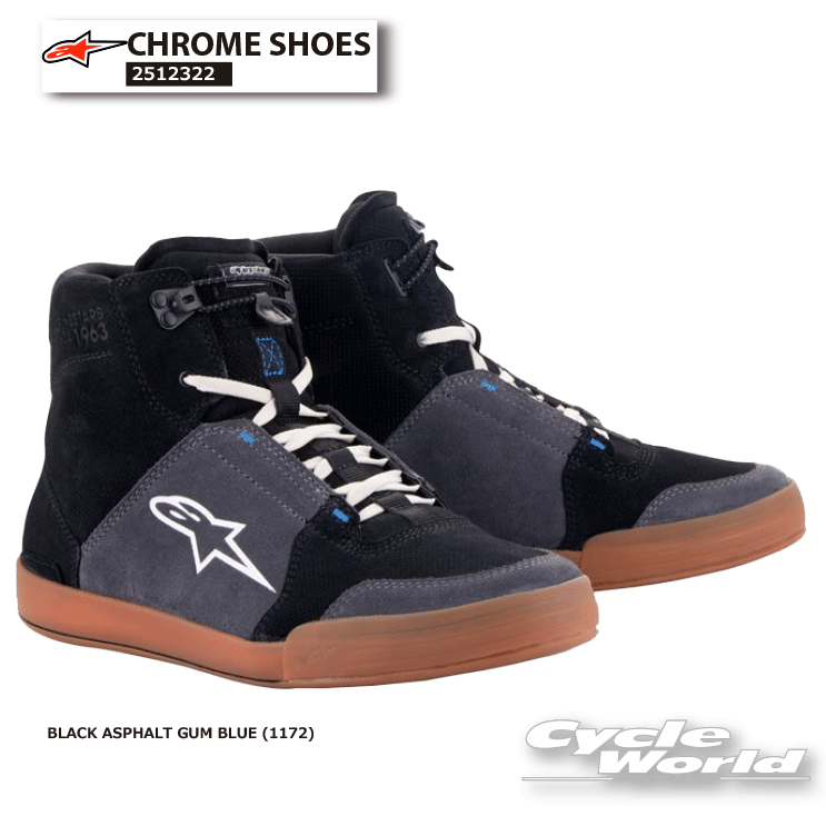 ☆正規品【ALPINESTARS】CHROME SHOES《BLACK ASPHALT GUM BLUE (1172)》イタリア取り寄せ　2512322クロムシューズ　ライディング　シューズ 　オンロードブーツ　ショートブーツ　ツーリングおしゃれ　アルパインスターズ【バイク用品】