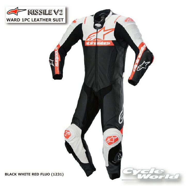 ☆正規品【ALPINESTARS】GMISSILE V2 WARD 1PC LEATHER SUIT《3151824　BLACK WHITE RED FLUO (1231)》　レザースーツ　レーシングスーツ　アルパインスターズ イタリア 取り寄せ【バイク用品】 1