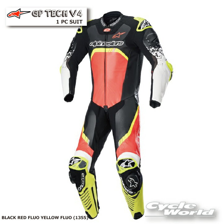 ☆正規品【ALPINESTARS】GP TECH V4 1 PC SUIT《3156822　BLACK RED FLUO YELLOW FLUO (1355) 》　レザースーツ　レーシングスーツ　アルパインスターズ イタリア 取り寄せ【バイク用品】