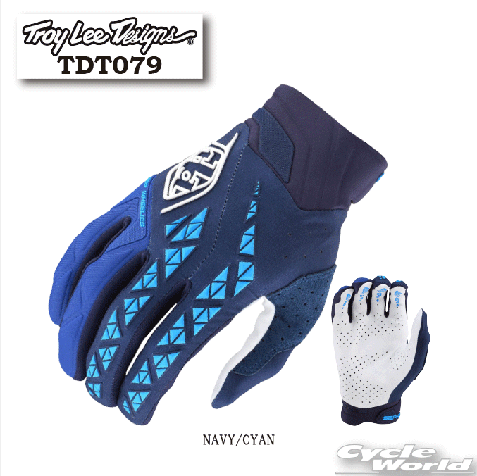 ☆【ネコポス発送】【TROY LEEI】TDT079　SE PRO グローブ《NAVY/CYAN》トロイリー　オフロード　ネイビーシアン　モトクロス　アールエスタイチ RS　タイチ　　RS TAICH ★N【バイク用品】