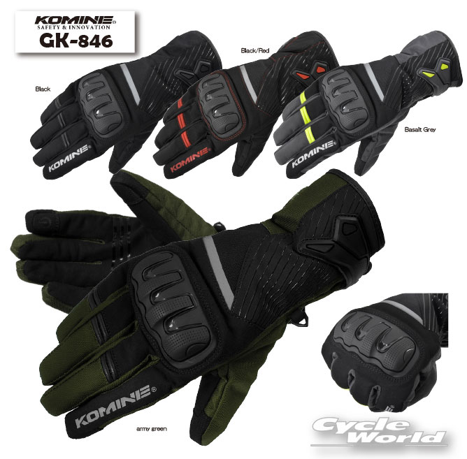 ☆【KOMINE】GK-846 プロテクトウインターグローブ 　ロング　秋冬春　ウインターグローブ　　冬用　防寒　メンズ コミネ【バイク用品】