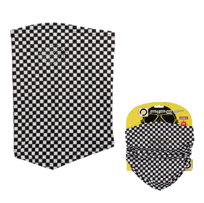 ☆【ネコポス対応】【RIDEZ】《PNW-06》PIPES NECK WARMER　BLACK/WHITE CHECK　ライズ　フリースネックウォーマー　フェイスマスク　マスク　ブラック/ホワイトチェック　 花粉　PM2.5　ウイルス対策　ライズインターナショナル　【バイク用品】 2