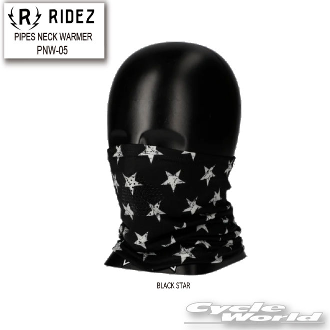 ☆【ネコポス対応】【RIDEZ】《PNW-05》PIPES NECK WARMER BLACK STAR ライズ フリースネックウォーマー フェイスマスク マスク ブラックスター 花粉 PM2.5 ウイルス対策 ライズインターナショナル 【バイク用品】