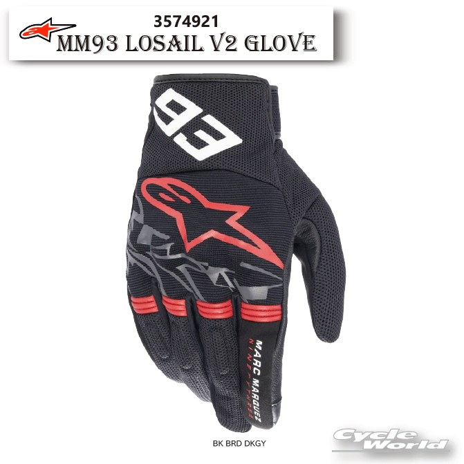 ☆正規品 【ALPINESTARS】MM93 LOSAIL v2 GLOVE 《3574921》（1336 BK BRD DKGY）　MARC MARQUEZ　マルク マルケス　エムエムキュウサン　ロサイル　ブイツー　グローブスマホタッチ　アルパインスターズ　岡田【バイク用品】