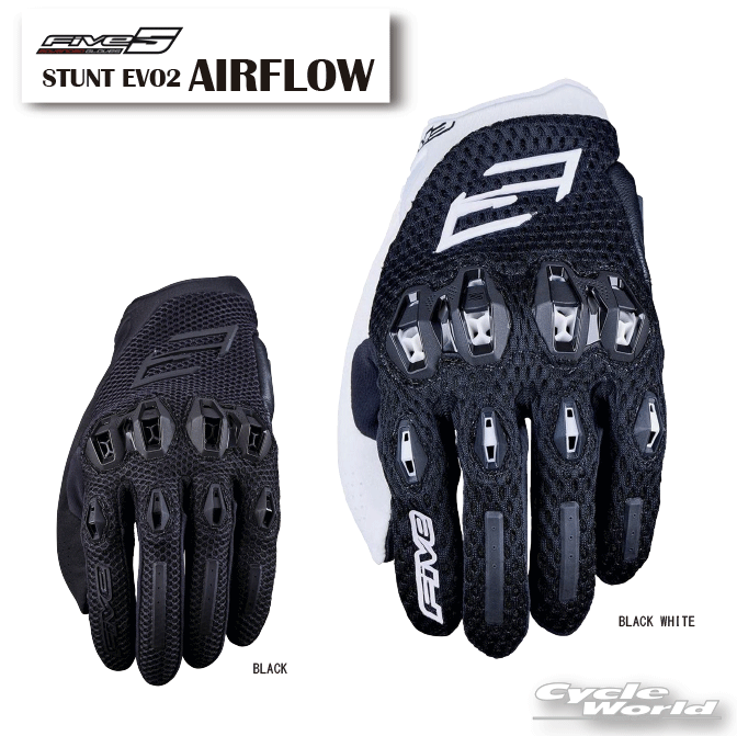☆*正規品【Five】STUNT EVO2《AIRFLOW》 スマホ対応　メッシュ　プロテクショングローブ　レザーグローブ　ツーリンググローブ　ストリート　ファイブ　スタントエボ　スタントエボ2　レザー　通気性　プロテクター【バイク用品】