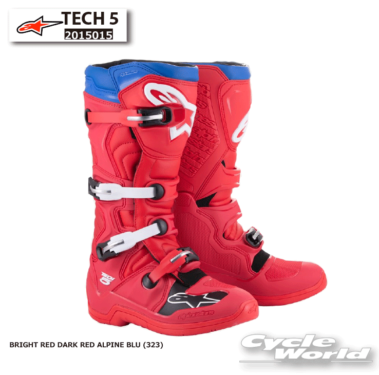☆正規品【ALPINESTARS】TECH 5《BRIGHT RED DARK RED ALPINE BLU (323)》 テック5オフロード ブーツ イタリア取り寄せ オフロードブーツ トライアル アルパインスターズ 2015015　【バイク用品】