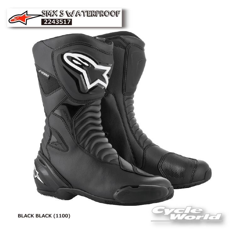 ☆正規品【ALPINESTARS】SMX S WATERPROOF《2243517》BLACK BLACK (1100)　 SMX S ウォータープルーフ　ブーツ　アルパインスターズ　イタリア取り寄せ【バイク用品】