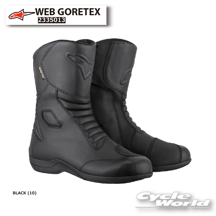 ☆正規品【ALPINESTARS】WEB GORETEX 《BLACK (10)》 ライディングブーツ イタリア取り寄せ ゴアテックス防水 透湿 シンプル ツーリング アルパインスターズ 2335013【バイク用品】