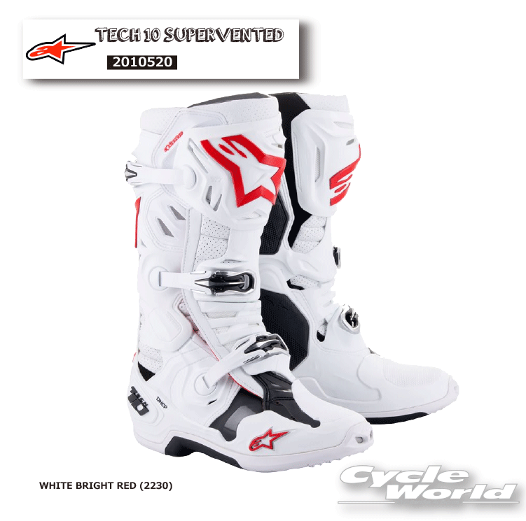 ☆正規品【ALPINESTARS】TECH 10 SUPERVENTED BOOTS 《2010520》 WHITE BRIGHT RED (2230)　 テック10　..