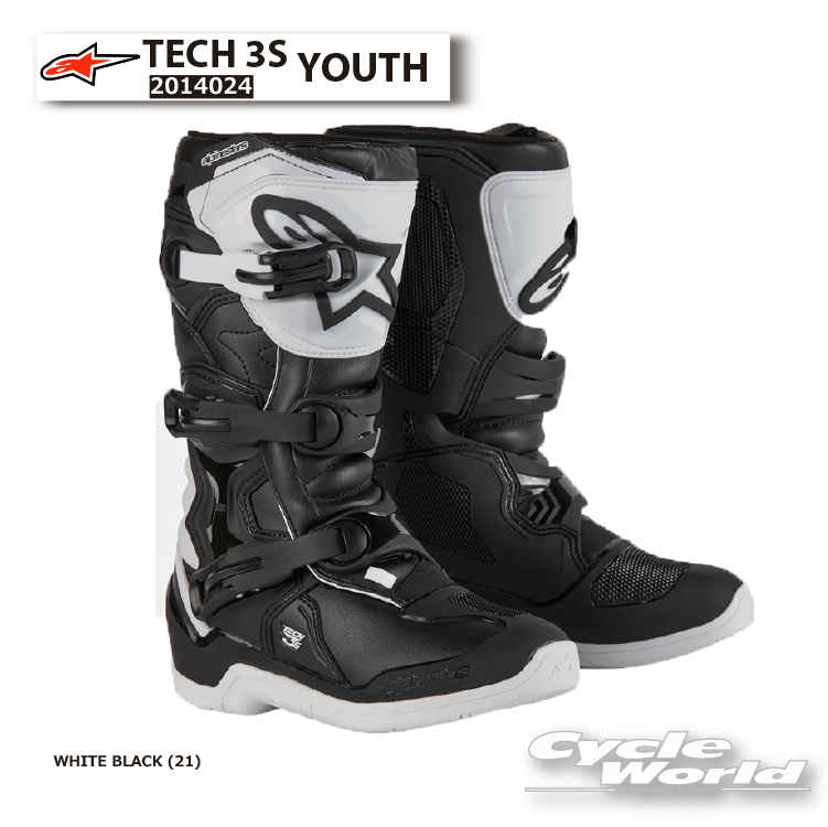 ☆正規品【ALPINESTARS】TECH 3S YOUTH《WHITE BLACK (21)》 テック3 3S ユースオフロード ブーツ イタリア取り寄せ オフロードブーツ 子供用　アルパインスターズ 2014024　MX【バイク用品】
