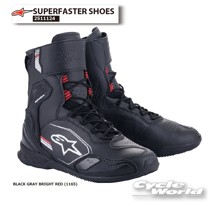 ☆正規品【ALPINESTARS】SUPERFASTER SHOES《BLACK GRAY BRIGHT RED (1165)》イタリア取り寄せ 2511124スーパーファスターシューズ ライディングシューズ ショート ツーリングおしゃれ アルパインスターズ【バイク用品】