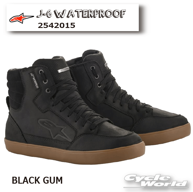 ☆正規品【ALPINESTARS】J-6 WATERPROOF《2542015》BLACK GUM (1084)　イタリア取り寄せアルパインスターズ　シューズ　スニーカー　ライディングシューズ　バイクブーツ　ストリート　防水【バイク用品】