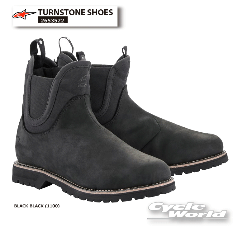 ☆正規品【ALPINESTARS】TURNSTONE SHOES《BLACK BLACK (1100)》イタリア取り寄せ　2653522ターンストーンシューズ　ライディング　シューズ 　オンロードブーツ　ショートブーツ　ツーリングおしゃれ　アルパインスターズ【バイク用品】