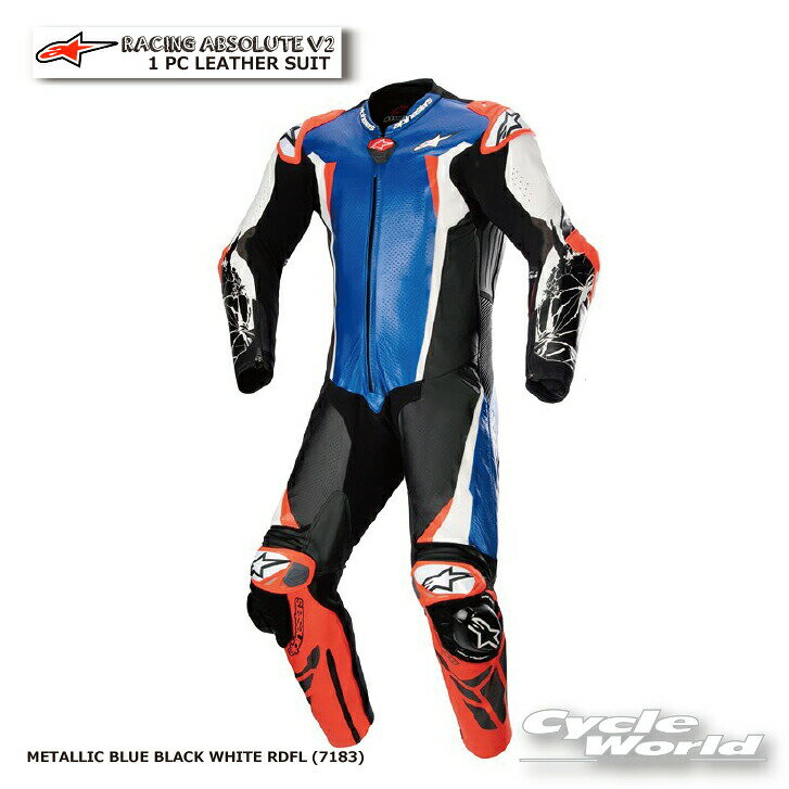 ☆正規品【ALPINESTARS】RACING ABSOLUTE V2 1 PC LEATHER SUIT《3156323　METALLIC BLUE BLACK WHITE RDFL (7183) 》　レザースーツ　レーシングスーツ　アルパインスターズ イタリア 取り寄せ【バイク用品】