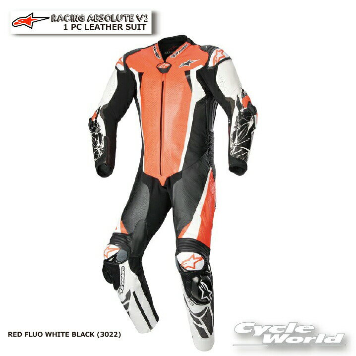 ☆正規品【ALPINESTARS】RACING ABSOLUTE V2 1 PC LEATHER SUIT《3156323　RED FLUO WHITE BLACK (3022) 》　レザースーツ　レーシングスーツ　アルパインスターズ イタリア 取り寄せ【バイク用品】