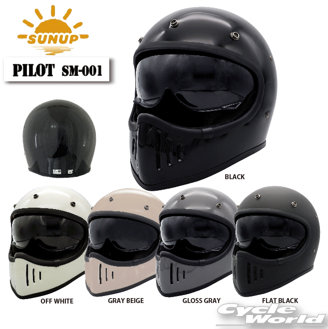☆正規品【SUN UP】PILOT　SM-001　ヘルメット　サンアップ　インナーサンバイザー　フルフェイス　パイロット　超軽量　SG規格　全排気量対応　ゴーダ【バイク用品】